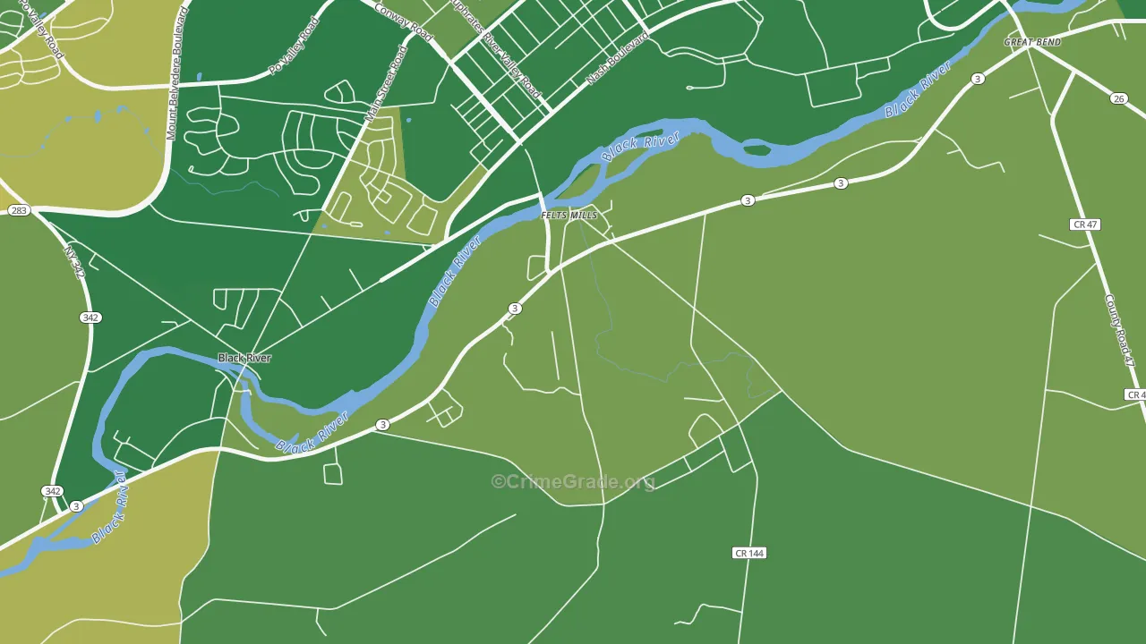 Felts Mills, NY Map of Vandalism Rates
