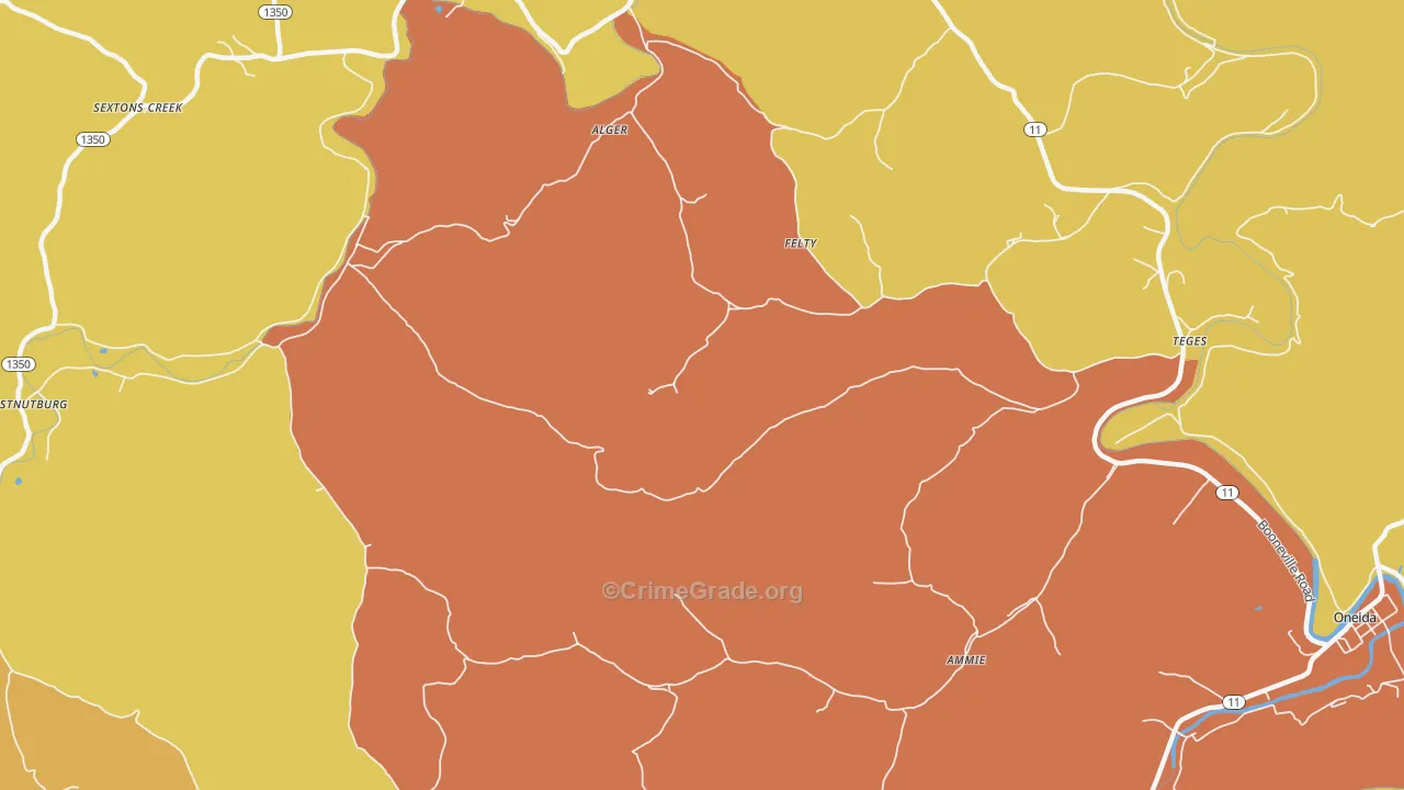 Felty, KY Map of Vandalism Rates