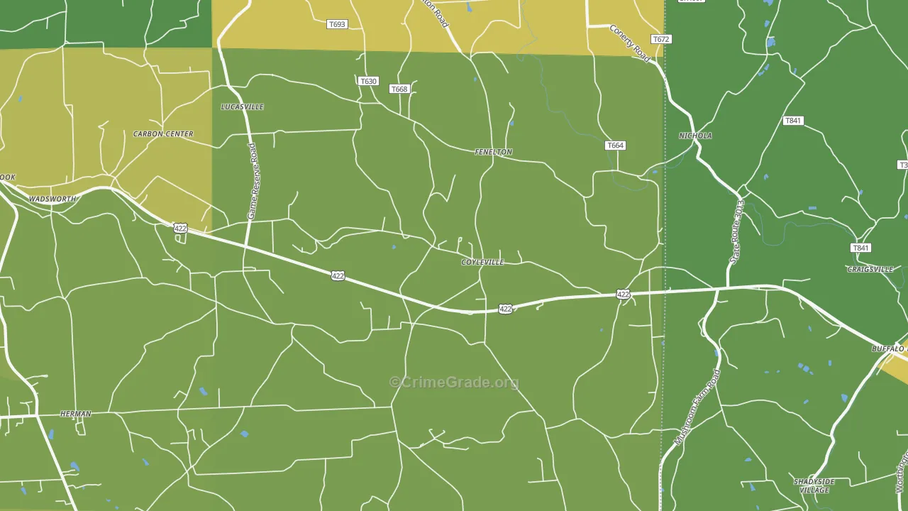 Fenelton, PA Map of Vandalism Rates