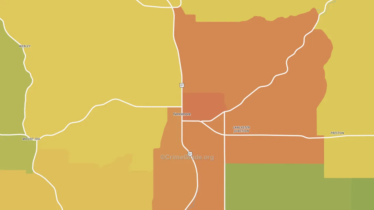 Fennimore, WI Map of Vandalism Rates