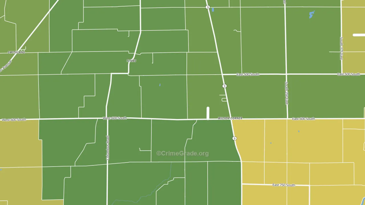 Fenns, IN Map of Vandalism Rates