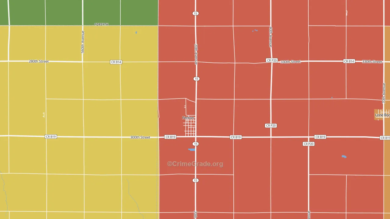 Fenton, IA Map of Vandalism Rates