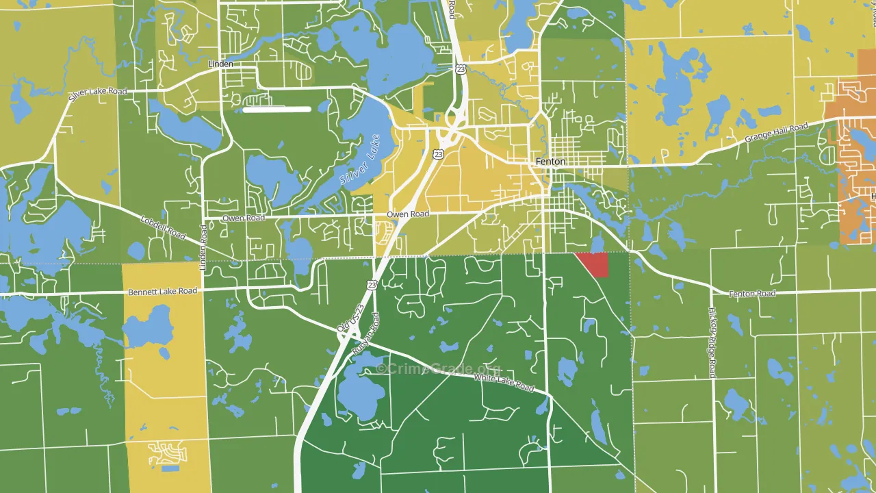 Fenton, MI Map of Vandalism Rates