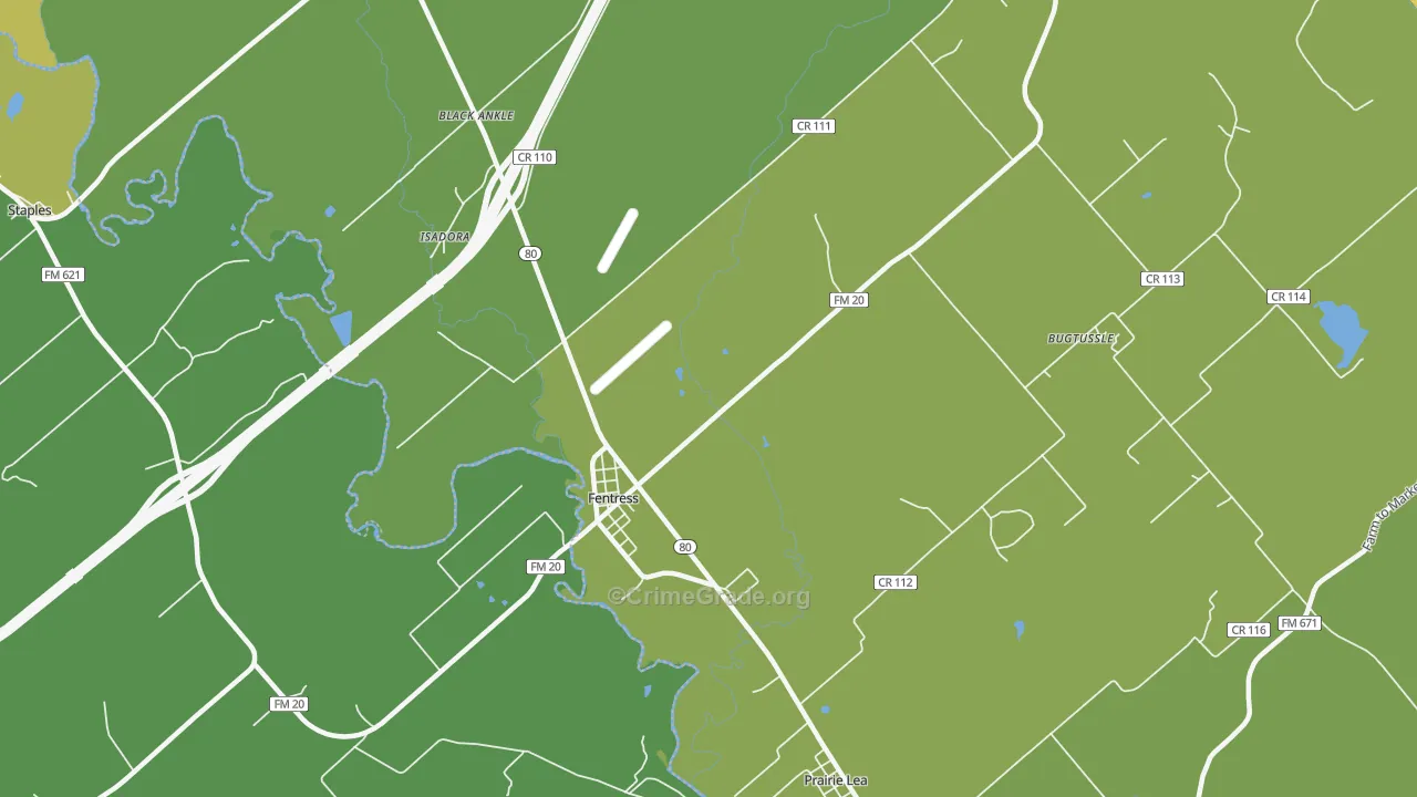 Fentress, TX Map of Vandalism Rates
