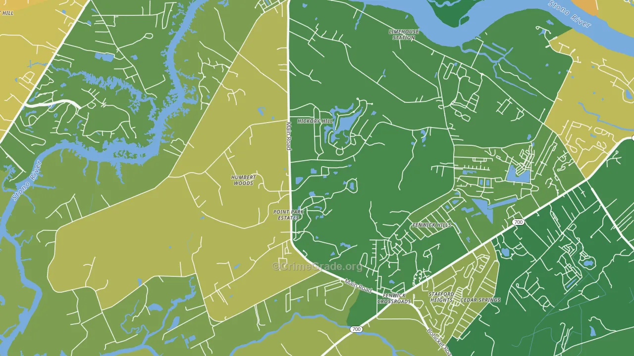 Fenwick Hills, SC Map of Vandalism Rates