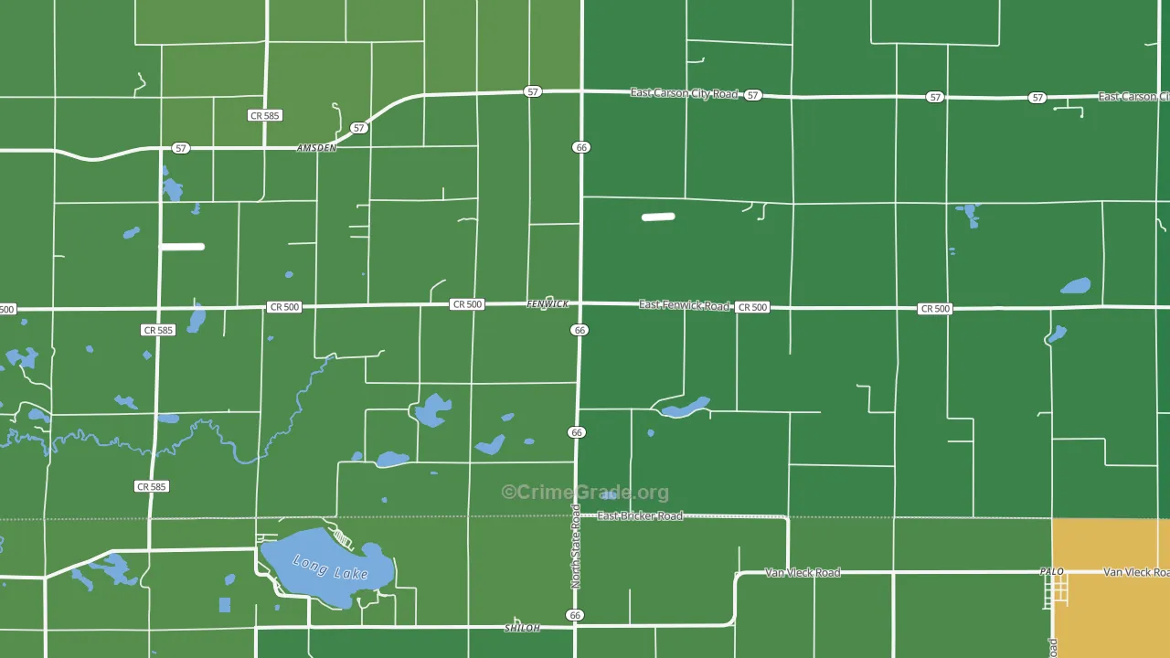Fenwick, MI Map of Vandalism Rates