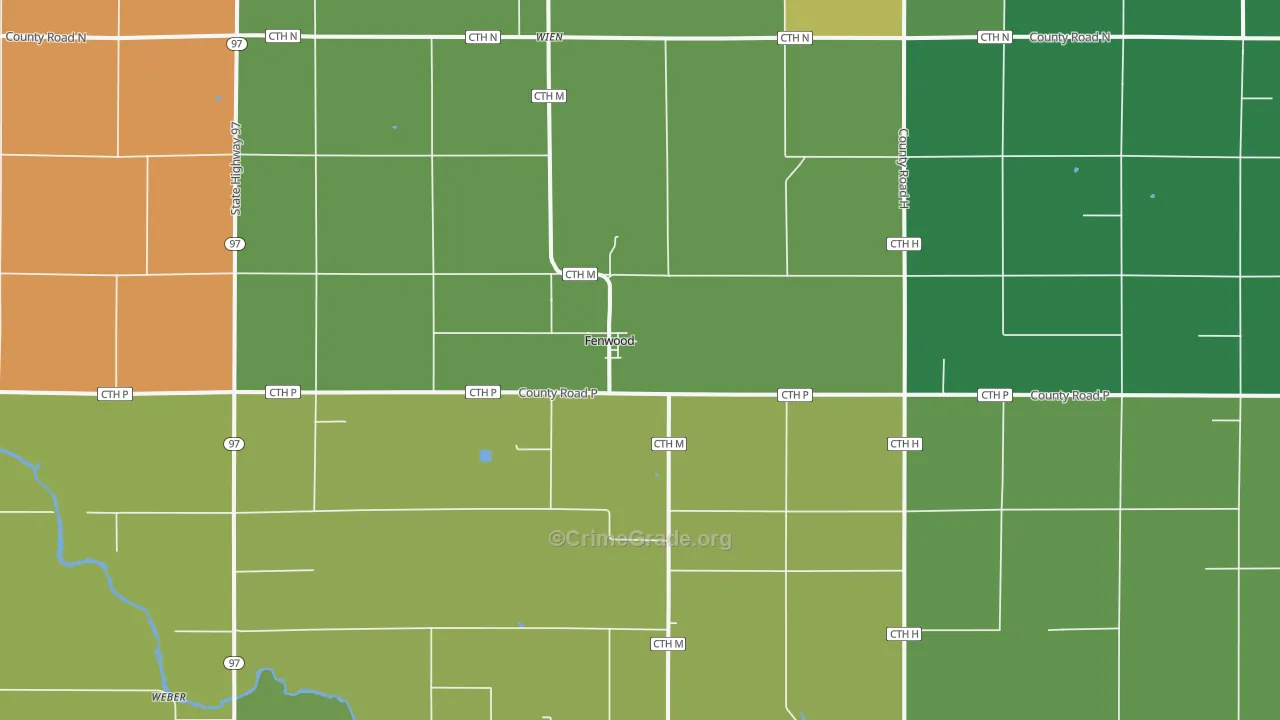 Fenwood, WI Map of Vandalism Rates
