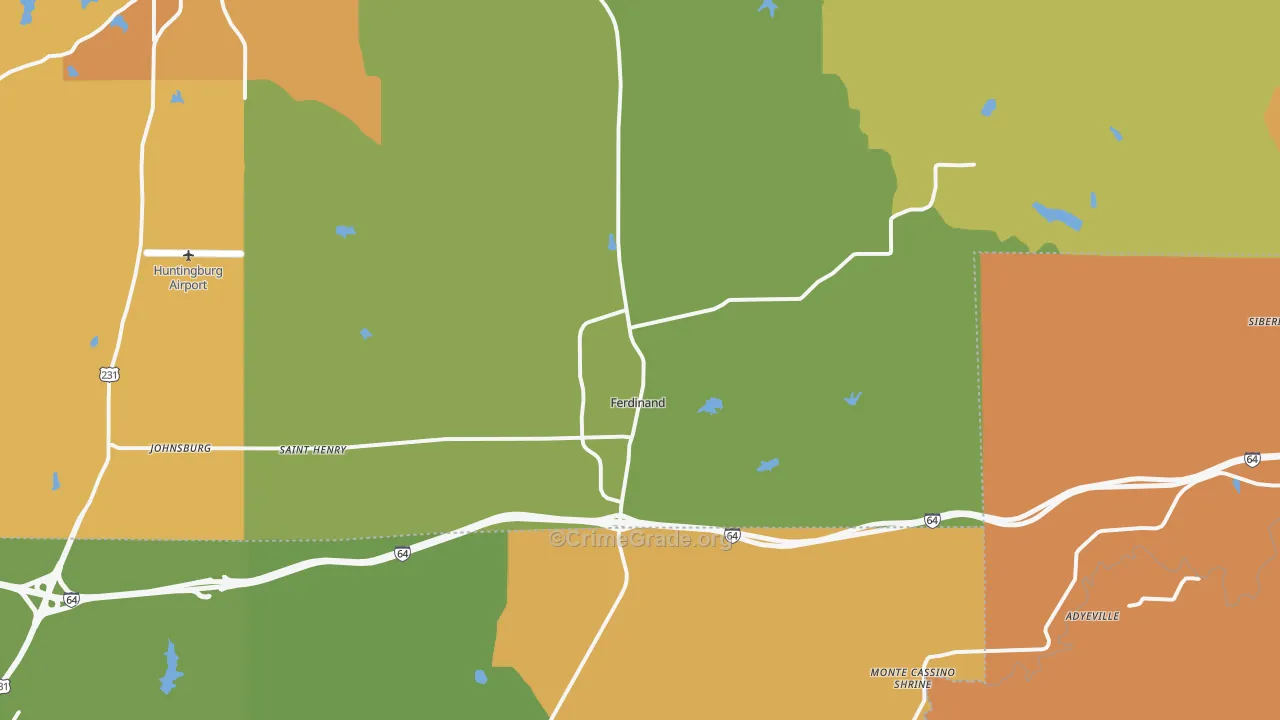 Ferdinand, IN Map of Vandalism Rates