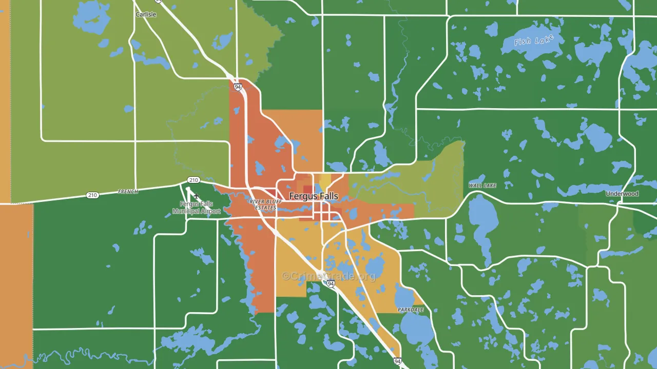 Fergus Falls, MN Map of Vandalism Rates