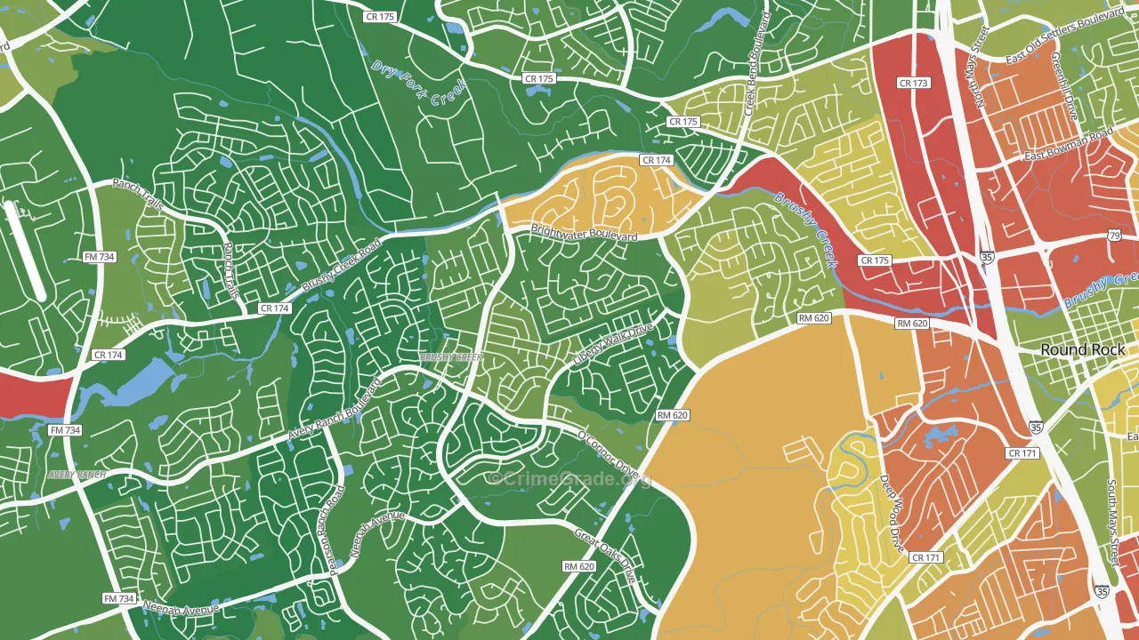 Fern Bluff, Brushy Creek, TX Map of Vandalism Rates
