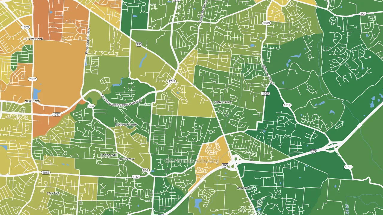 Fern Creek, Louisville, KY Map of Vandalism Rates