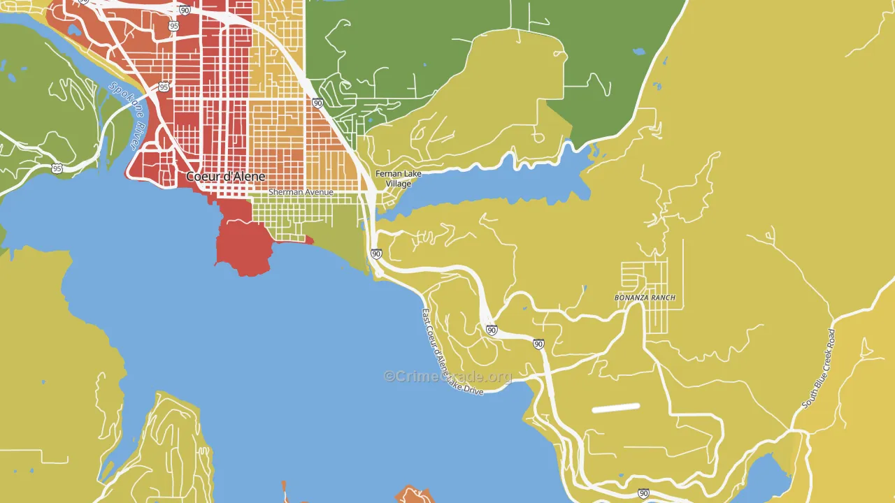 Fernan Lake Village, ID Map of Vandalism Rates
