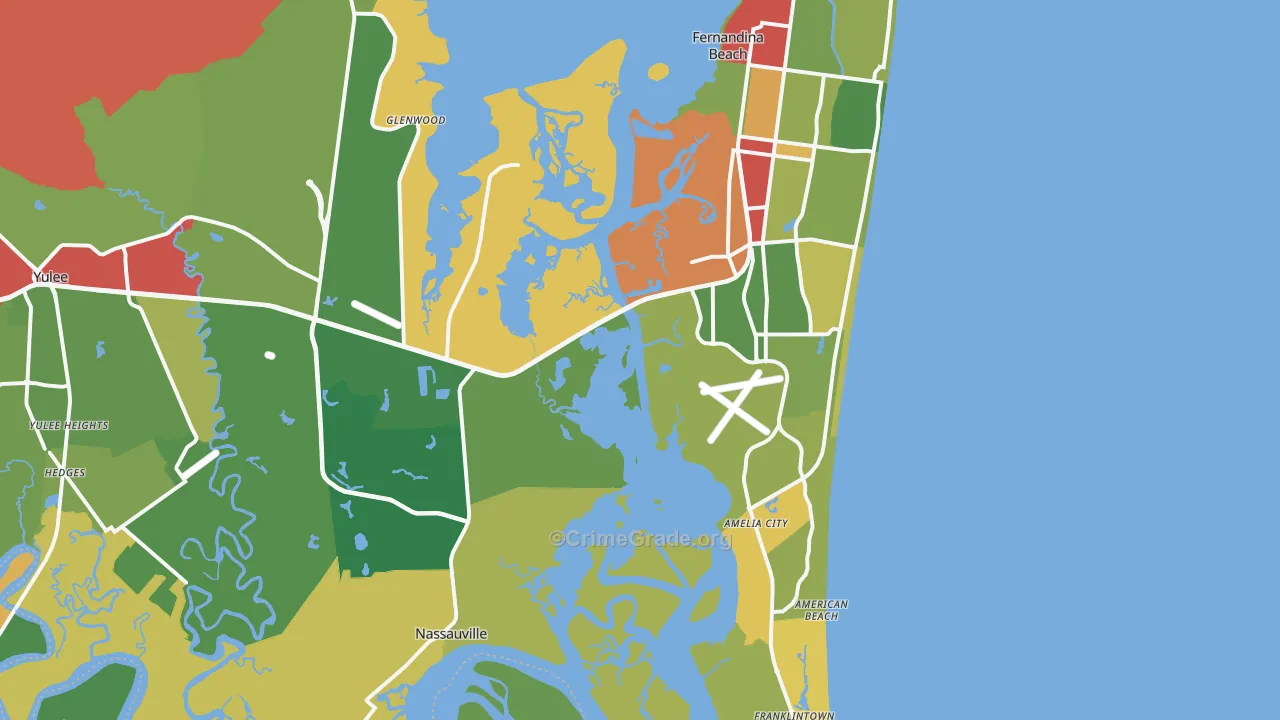 Fernandina Beach, FL Map of Vandalism Rates