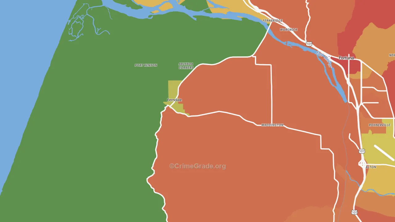 Ferndale, CA Map of Vandalism Rates