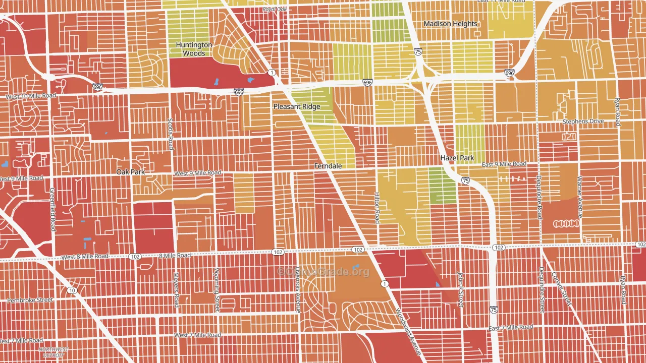 Ferndale, MI Map of Vandalism Rates