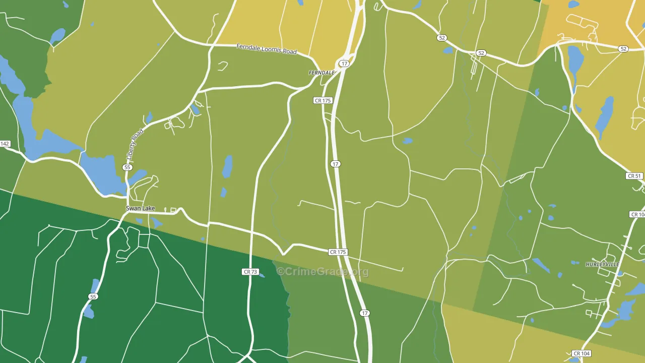 Ferndale, NY Map of Vandalism Rates