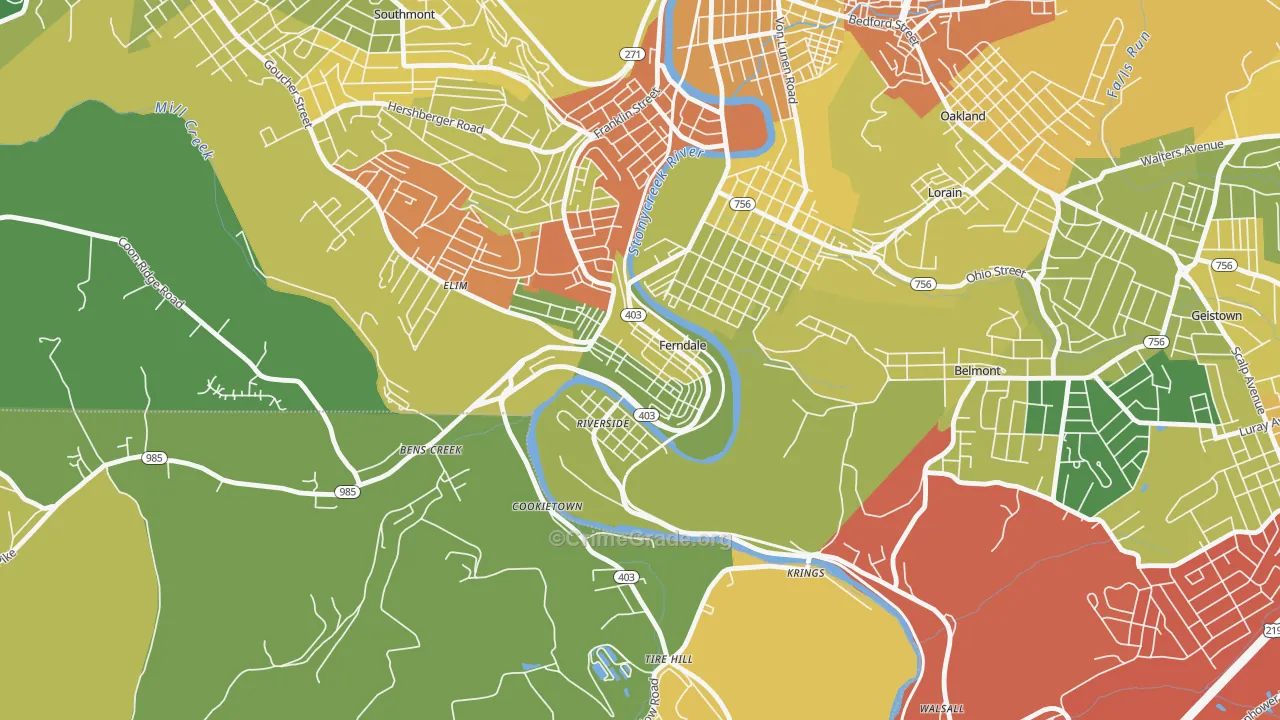 Ferndale, PA Map of Vandalism Rates
