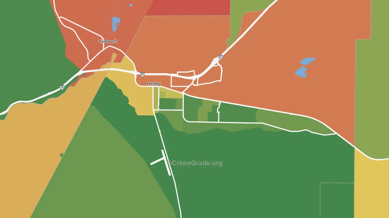 Fernley, NV Map of Vandalism Rates