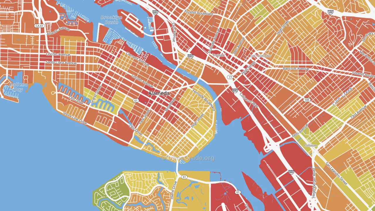 Fernside, Alameda, CA Map of Vandalism Rates