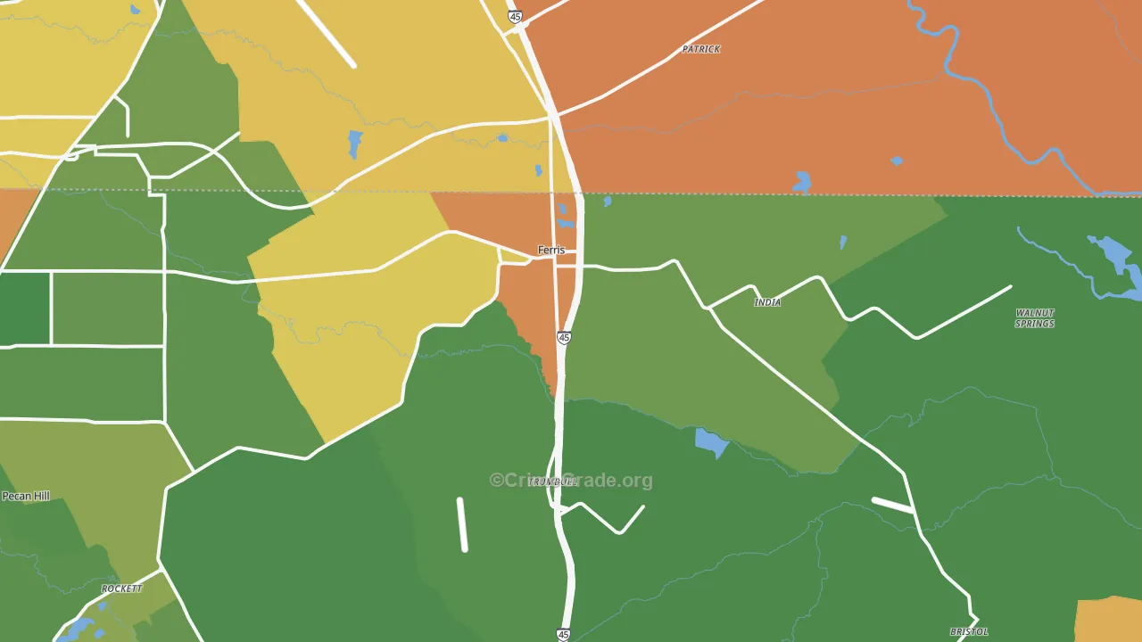 Ferris, TX Map of Vandalism Rates