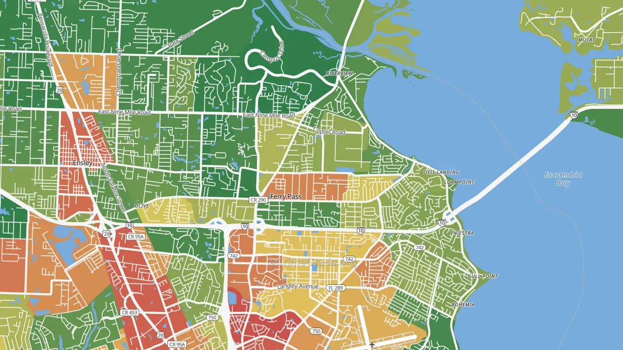Ferry Pass, FL Map of Vandalism Rates