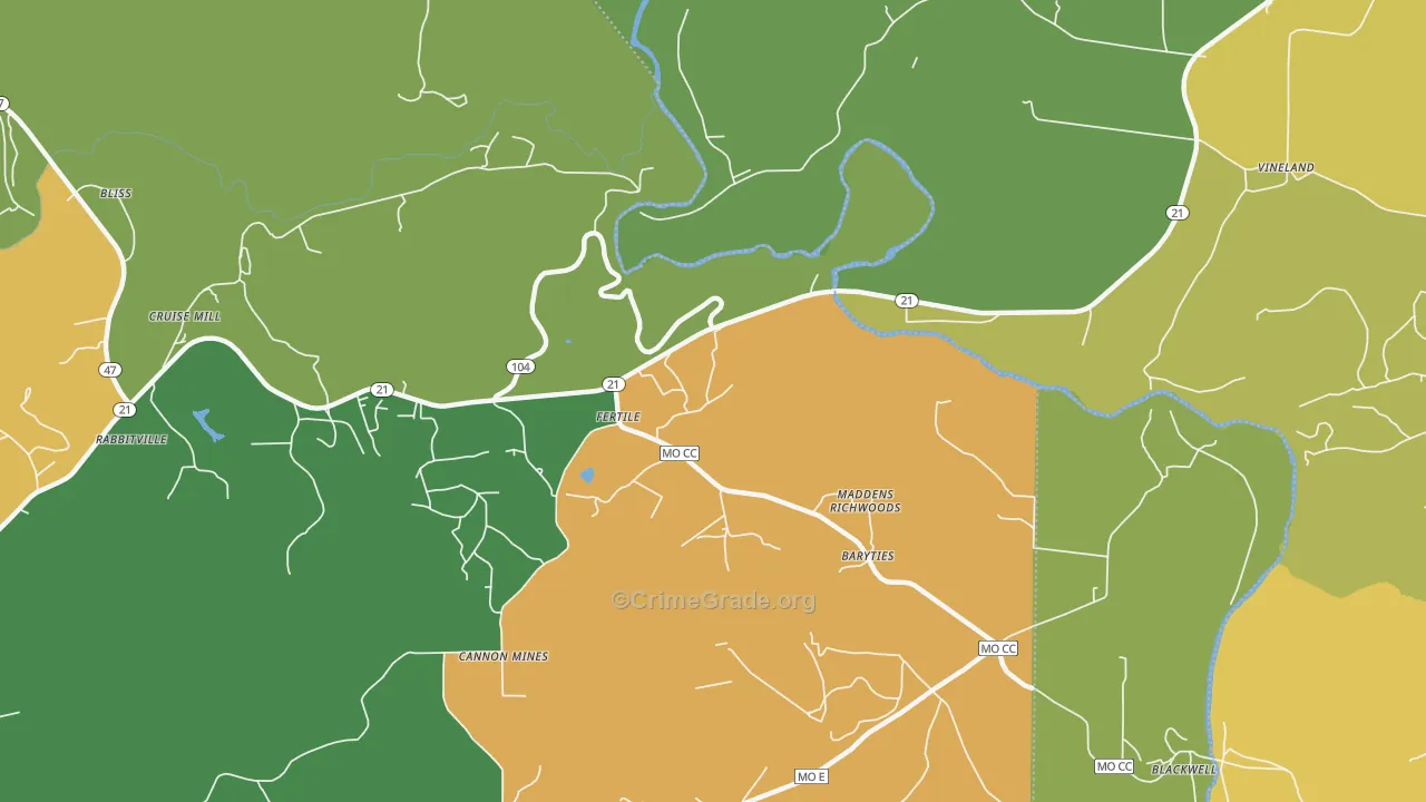 Fertile, MO Map of Vandalism Rates