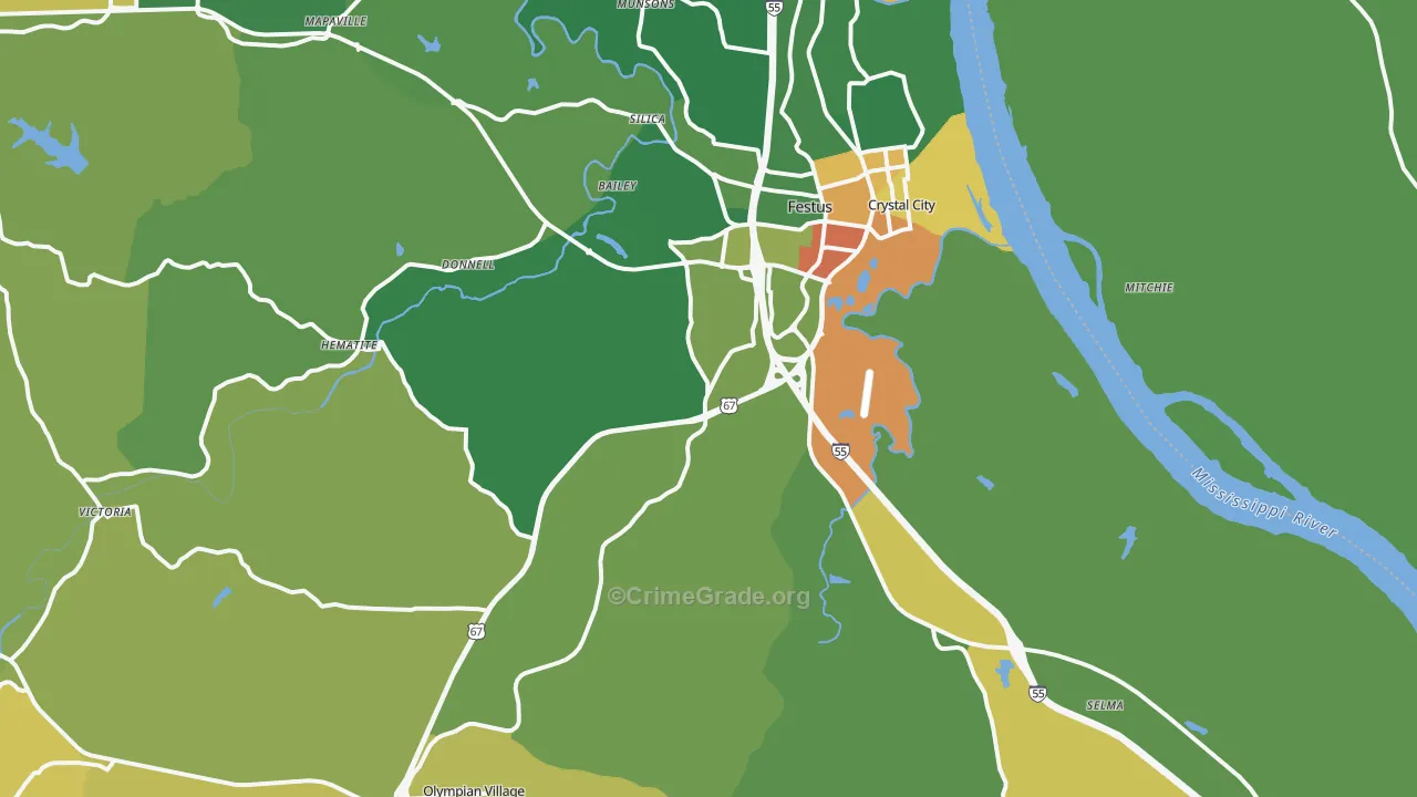 Festus, MO Map of Vandalism Rates