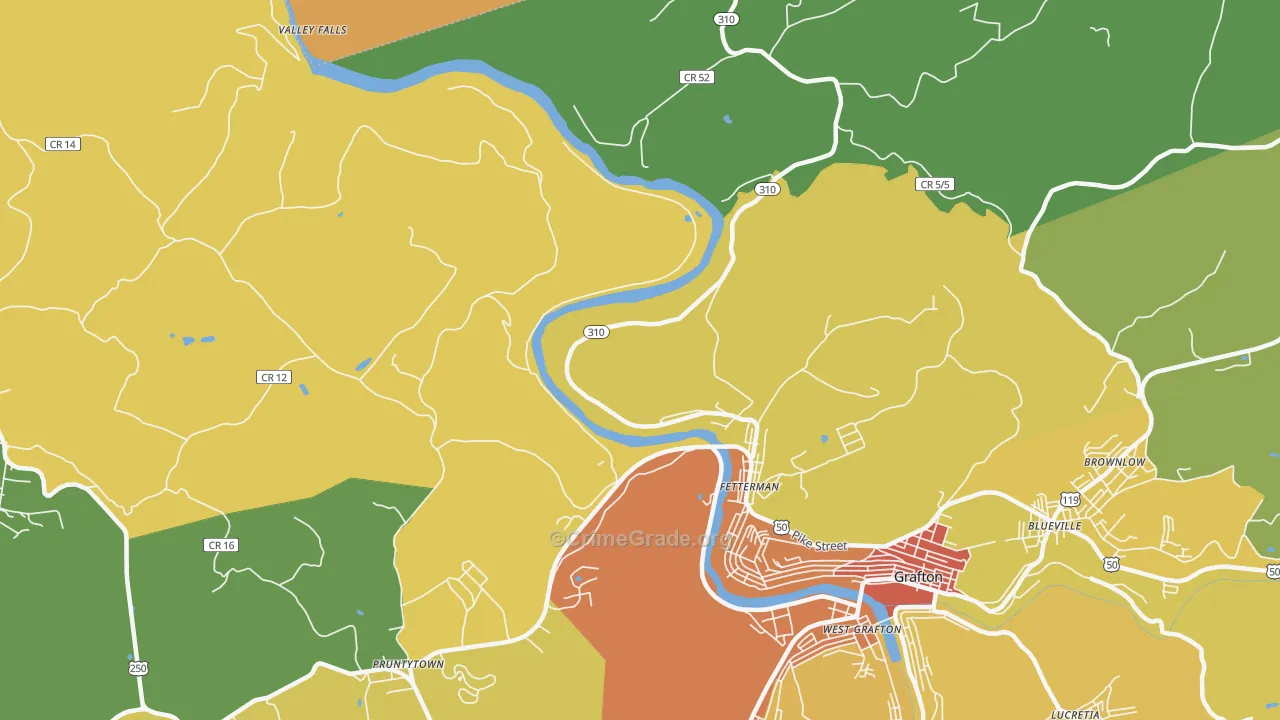 Fetterman, WV Map of Vandalism Rates