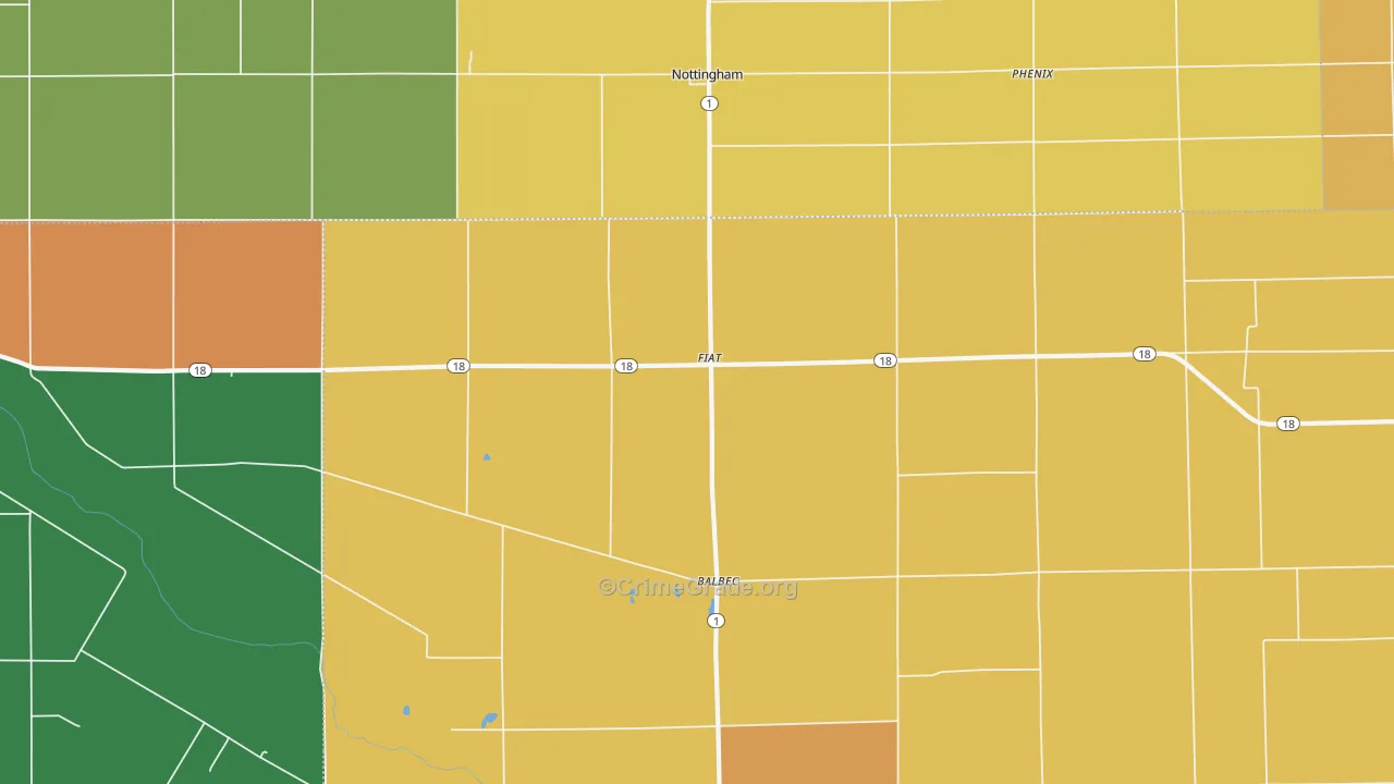 Fiat, IN Map of Vandalism Rates