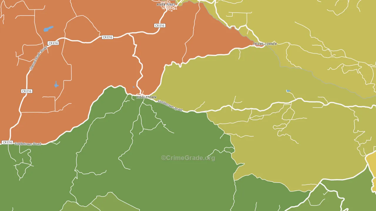 Fiddletown, CA Map of Vandalism Rates