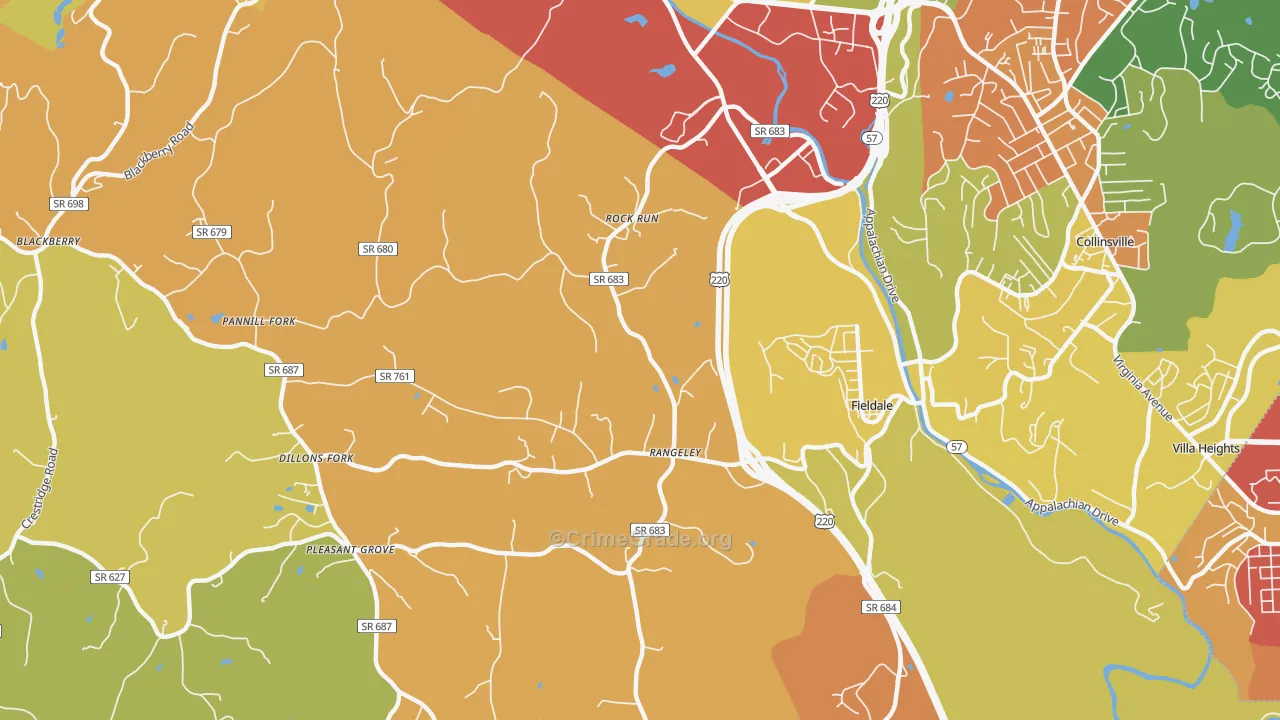 Fieldale, VA Map of Vandalism Rates