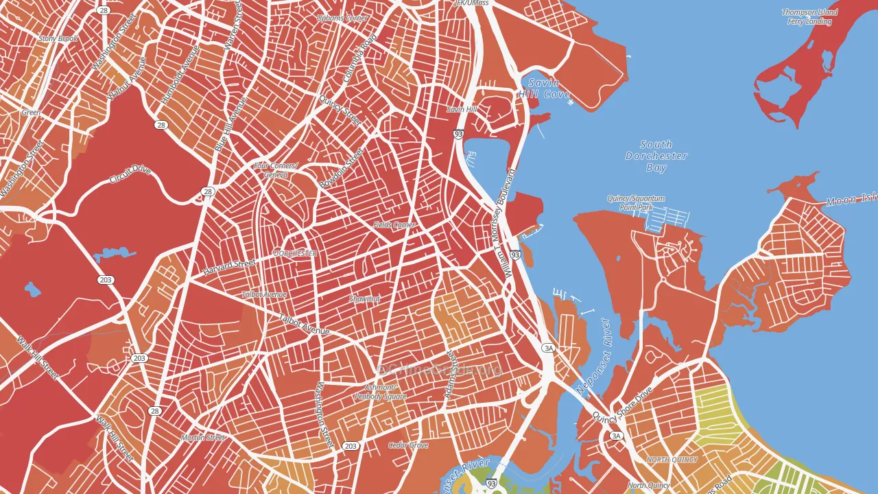 Fields Corner, Boston, MA Map of Vandalism Rates