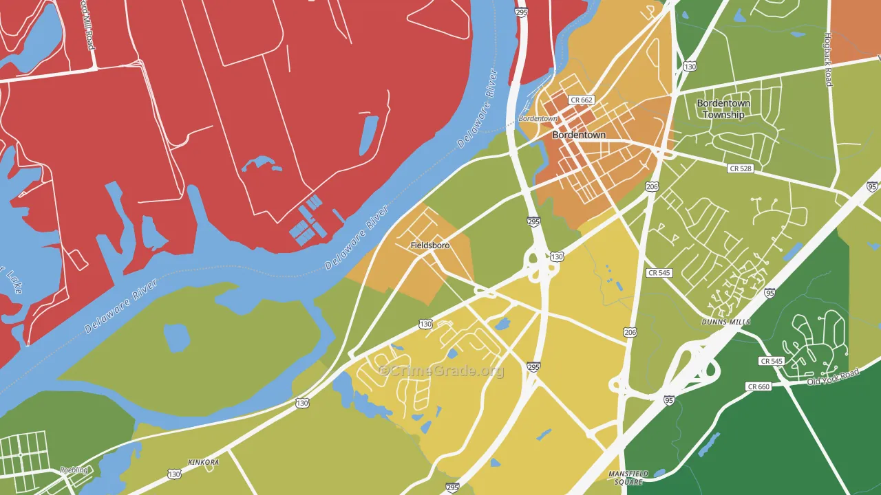Fieldsboro, NJ Map of Vandalism Rates