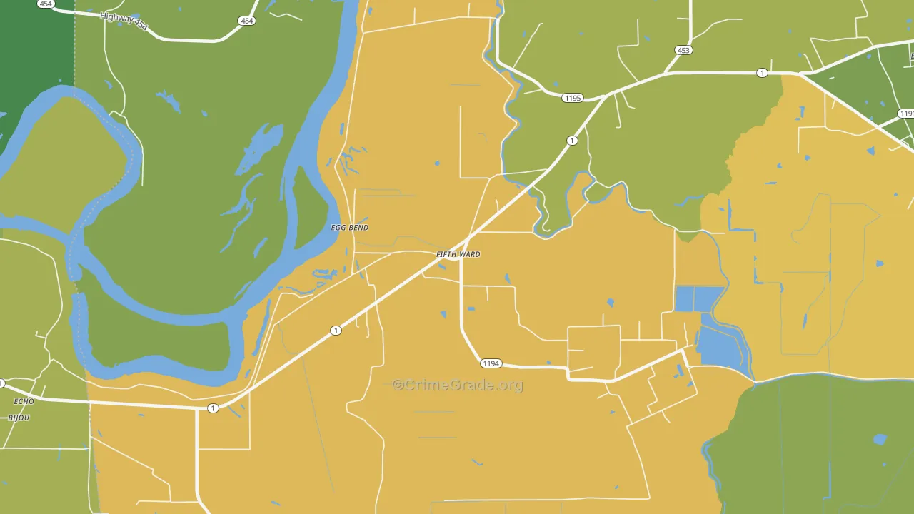Fifth Ward, LA Map of Vandalism Rates