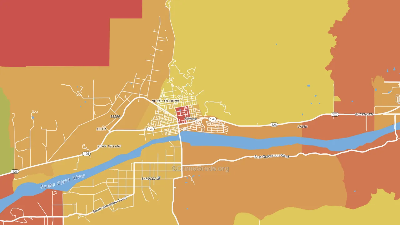 Fillmore, CA Map of Vandalism Rates