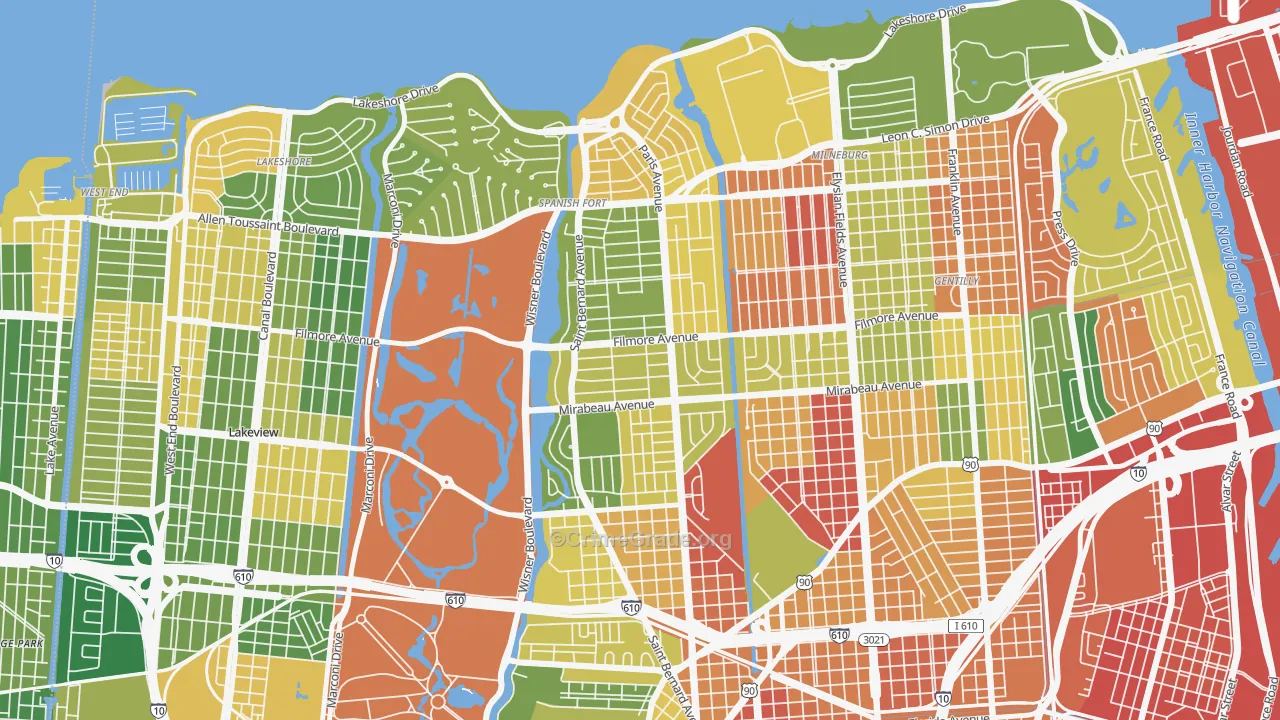 Fillmore, New Orleans, LA Map of Vandalism Rates