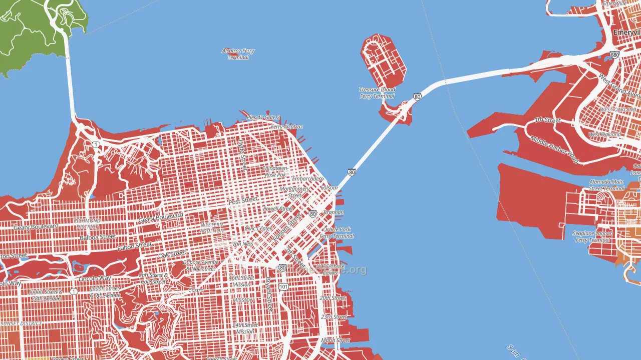 Financial District, San Francisco, CA Map of Vandalism Rates