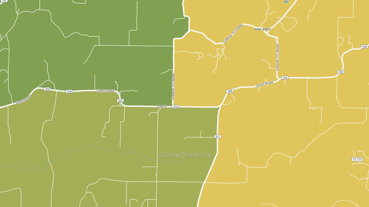 Finch, AR Map of Vandalism Rates