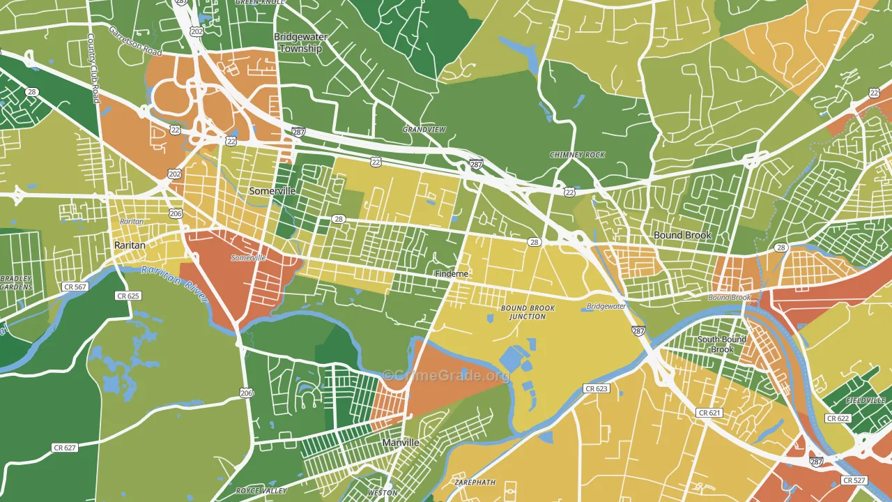 Finderne, NJ Map of Vandalism Rates