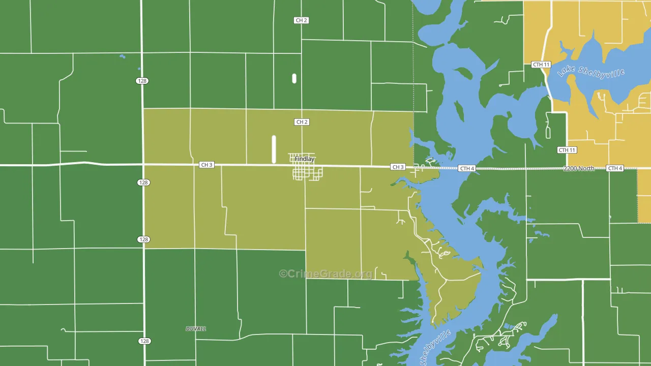 Findlay, IL Map of Vandalism Rates