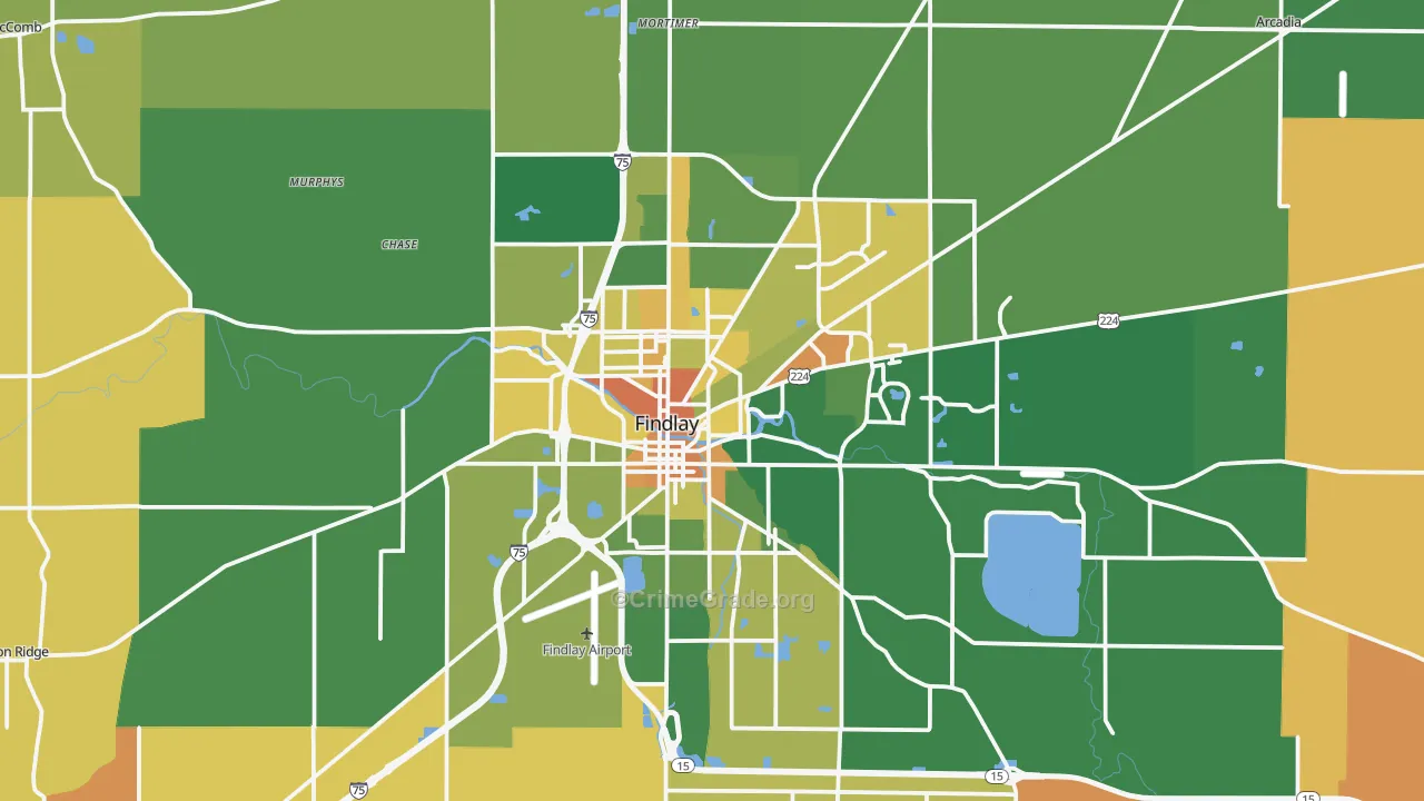 Findlay, OH Map of Vandalism Rates