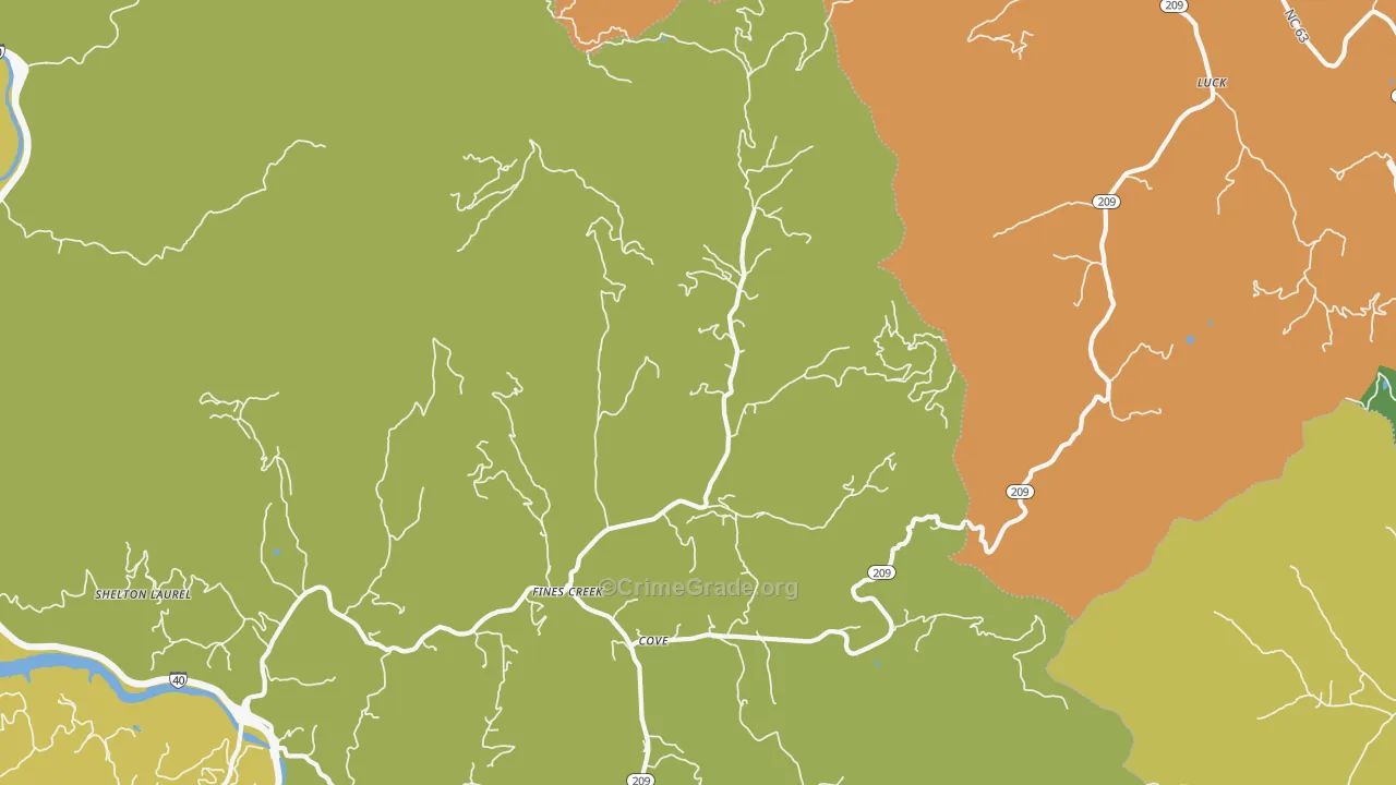 Fines Creek, NC Map of Vandalism Rates