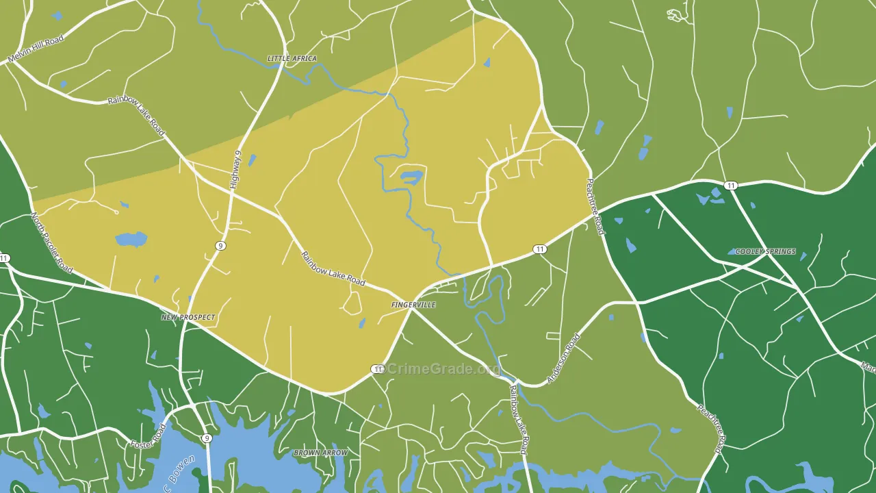 Fingerville, SC Map of Vandalism Rates