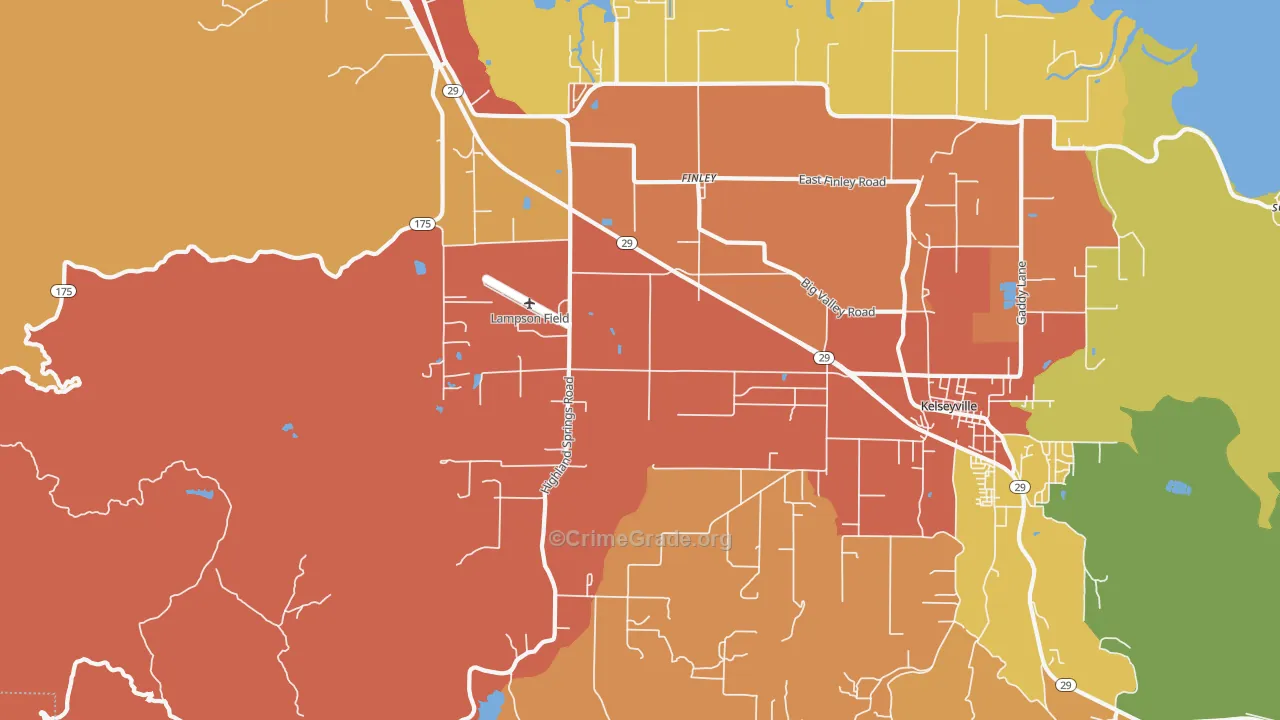 Finley, CA Map of Vandalism Rates