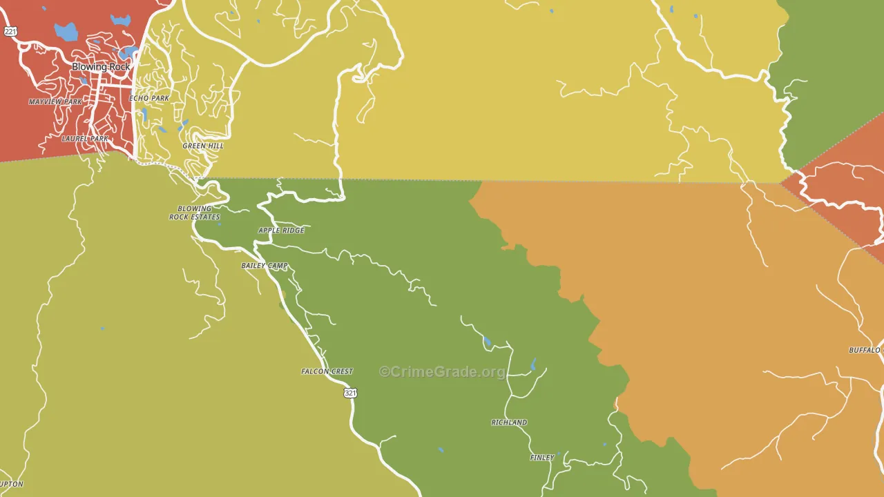 Finley, NC Map of Vandalism Rates
