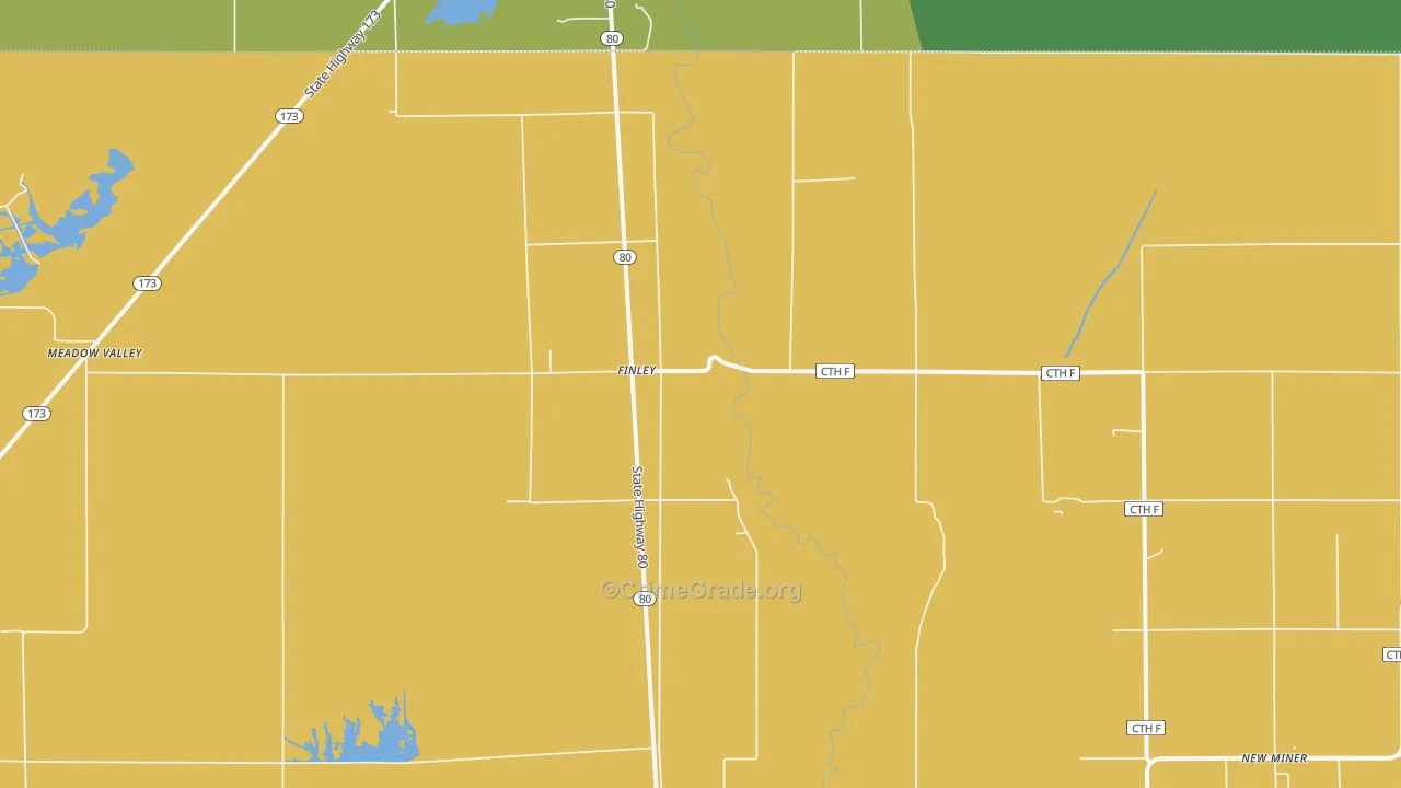 Finley, WI Map of Vandalism Rates