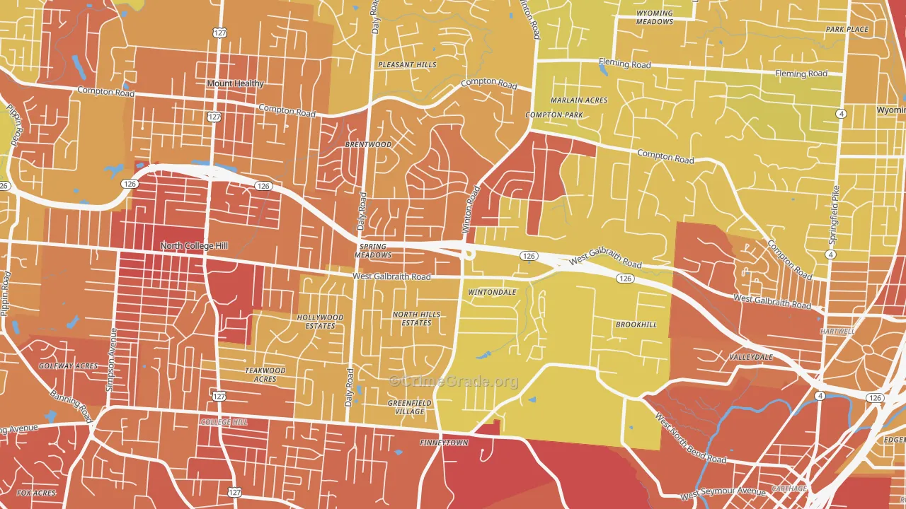 Finneytown, OH Map of Vandalism Rates