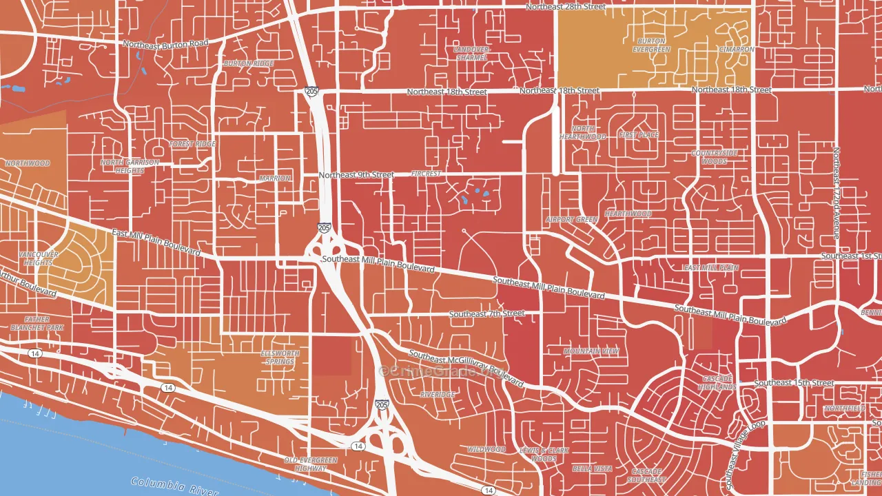Fircrest, Vancouver, WA Map of Vandalism Rates