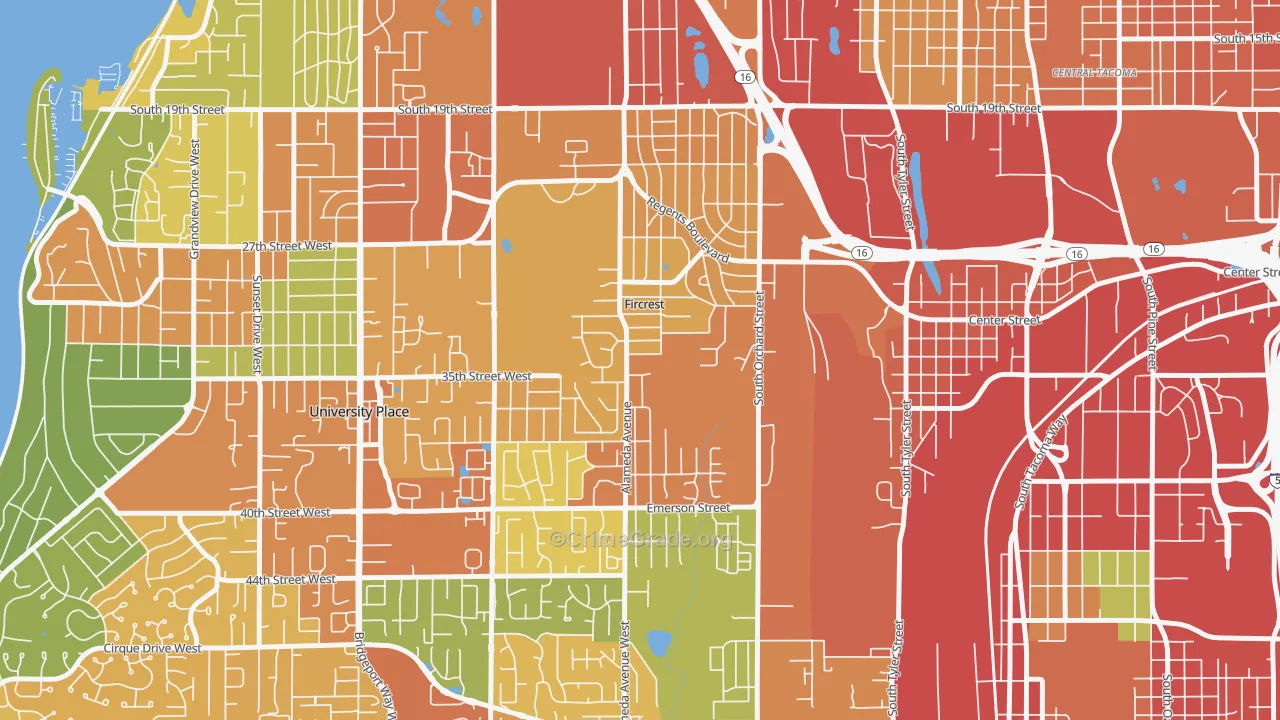 Fircrest, WA Map of Vandalism Rates