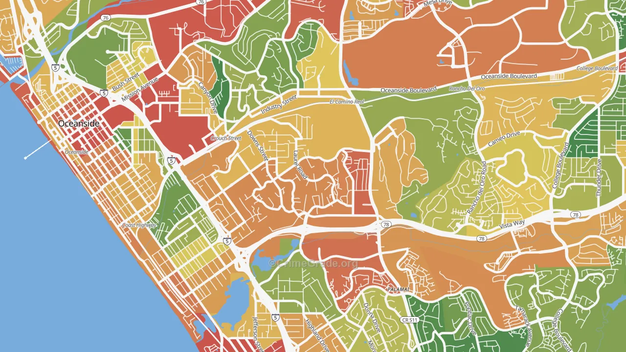 Fire Mountain, Oceanside, CA Map of Vandalism Rates